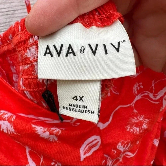 Ava & Viv™ Women's Plus Puff Sleeve Sweetheart Blouse, Orange, size 4X - Picture 5 of 7